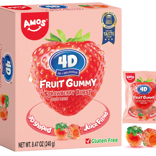 Peelerz Amos Fruit Gummy Block Strawbery Burst 阿莫斯水果软糖方块 草莓爆珠味 85g*24