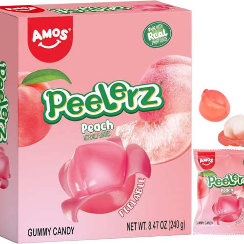 Peelerz Amos Fruit Gummy Block Peach Burst 阿莫斯水果软糖方块 蜜桃爆浆味 85g*24