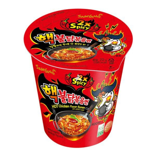 SY-Artificial Spicy Chicken Flavor Ramen 2×Spicy (Cup) 三养辣鸡肉拌面2倍辣杯装（红）