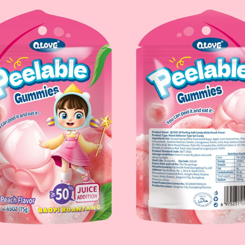 Qlove 3D Peelable Gummies White Peach Flavor Qlove剥皮软糖白桃味 60g*30bags